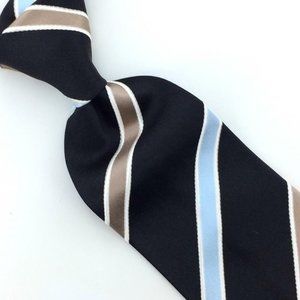 Stefano Ricci Italy Tie Blk Brown Heavy Weight Stripe Luxury Necktie Silk L5 XL